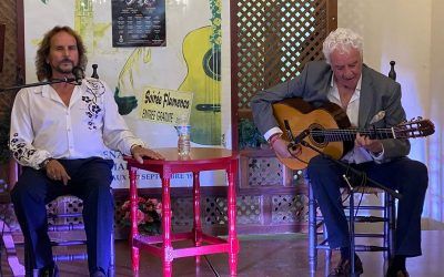 Luis el Polaco y Paco Cortés en la Peña Flamenca de Marchena